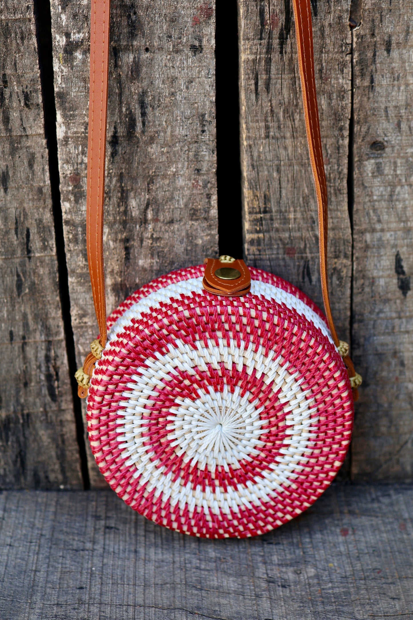 Round Rattan Bag with Braid Pattern, Bali Bags, Handwoven Crossbody Purse, Braided Straw Bag, Bali Sling Bags Rattan Bags Gift for her