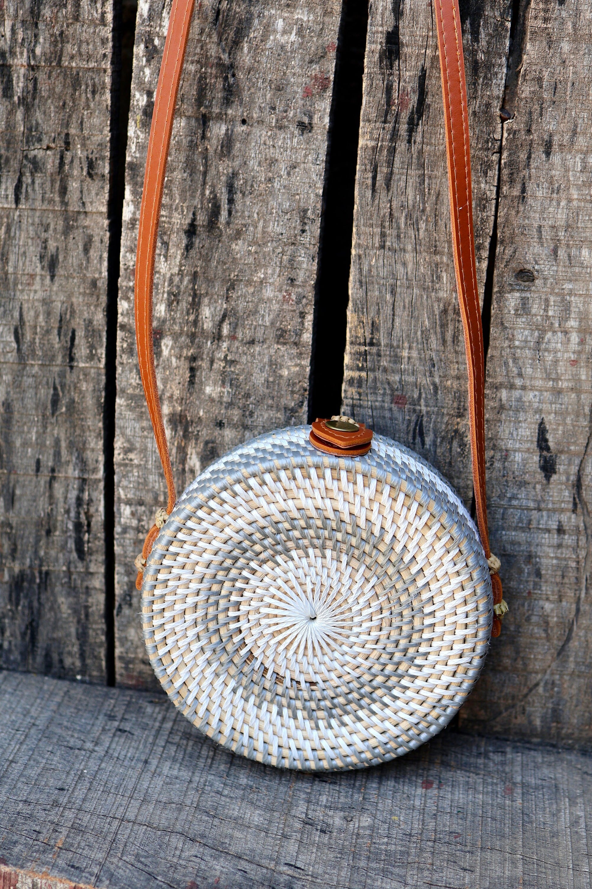 Round Rattan Bag with Braid Pattern, Bali Bags, Handwoven Crossbody Purse, Braided Straw Bag, Bali Sling Bags Rattan Bags Gift for her
